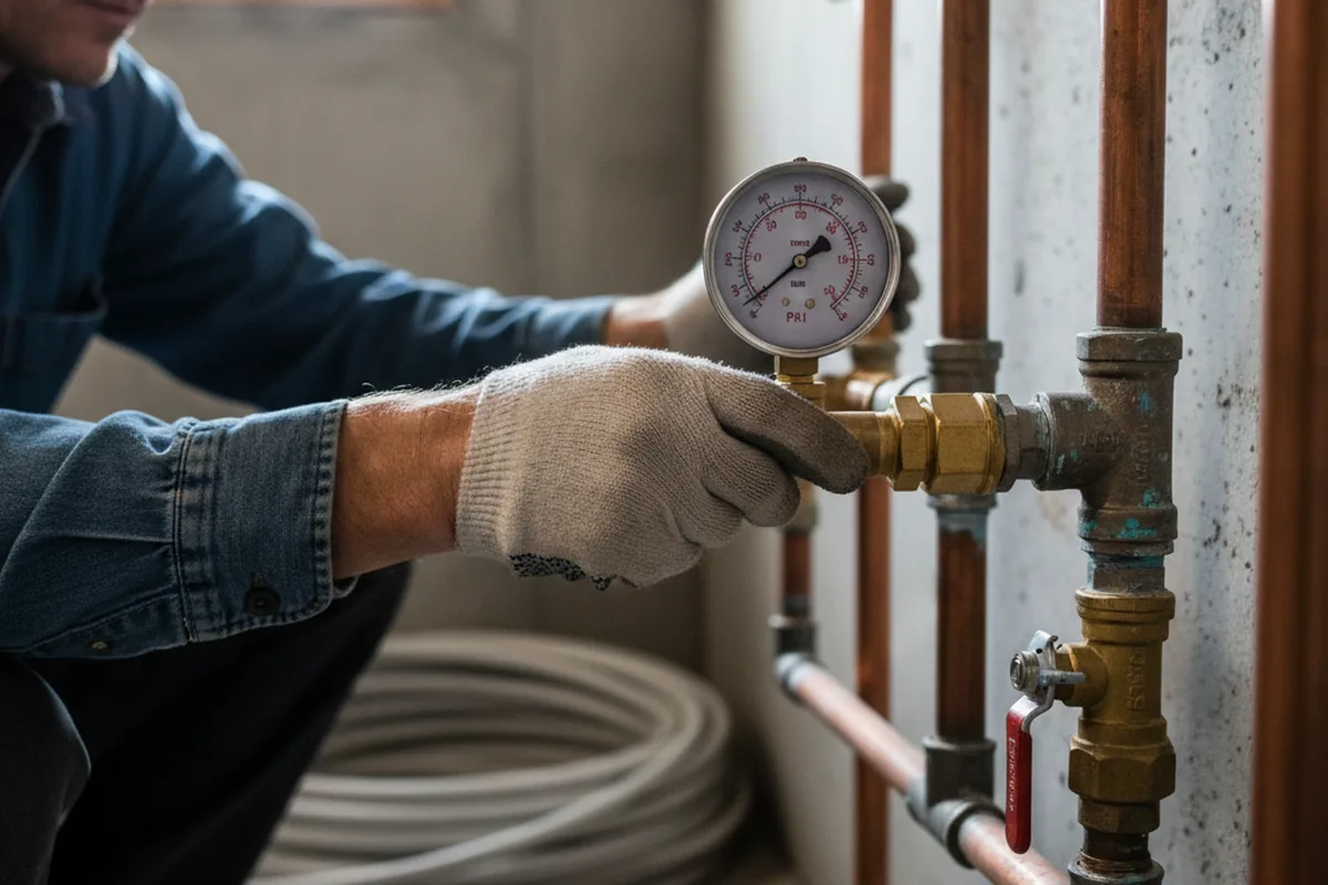 Pressure testing a repaired line during Water Line Repair in Newnan